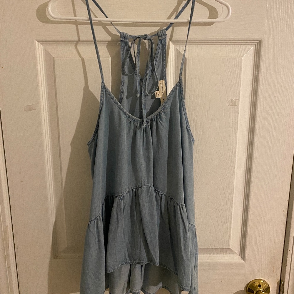Love Stitch Denim Tank Top